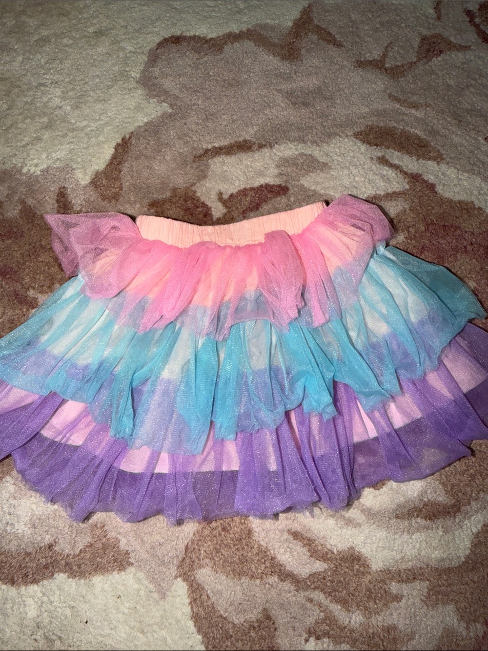 Mia Belle Girls Pink 'Love' Ruffle Sleeve Top with Pastel Rainbow Tutu, sz 2/3 - Picture 9 of 13